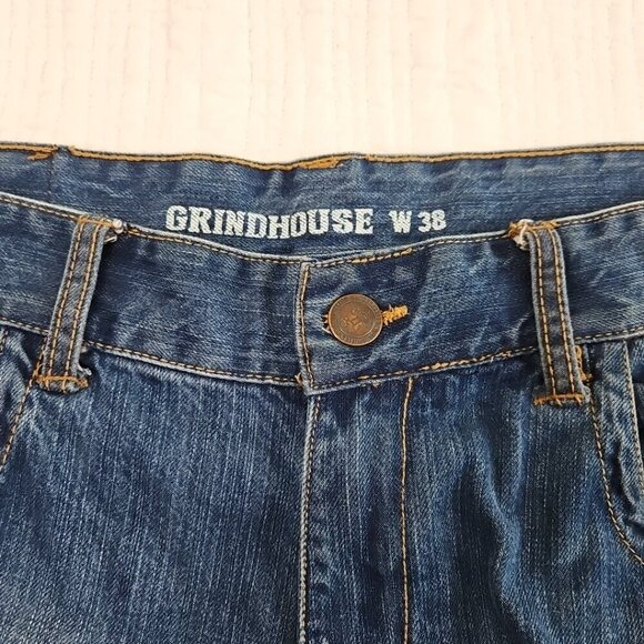Grindhouse Denim Moto Jeans Men's 38x34 Double Padded Knee Whiskered EUC Cycling - Picture 8 of 16